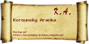 Korsunsky Aranka névjegykártya